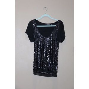 MISS ME - BLACK SEQUIN TOP